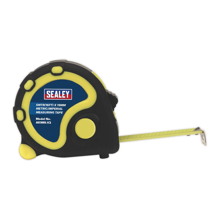 Sealey Rubber Tape Measure 5m(16ft) x 19mm Metric/Imperial AK989 Sealey  - Dynamic Drive