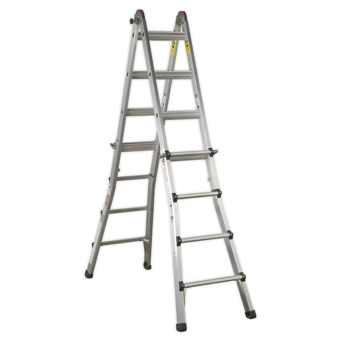 ALUMINIUM TELESCOPIC LADDER 4-WAY EN 131 ADJUSTABL Sealey  - Dynamic Drive