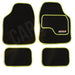 4 x Black Carpet Floor Mats w Green Trim fits Renault Espace Laguna Scenic Modus UKB4C  - Dynamic Drive