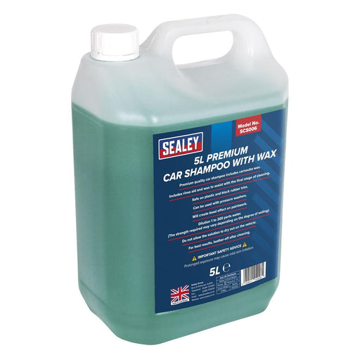 Sealey Car Shampoo Premium with Wax 5L SCS006 Sealey  - Dynamic Drive