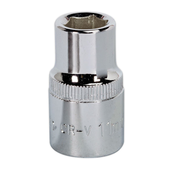 Sealey WallDrive Socket 11mm 1/2"Sq Drive Fully Polished SP1211