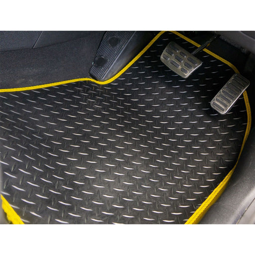 Fully Tailored Yellow Trim Rubber Mats fits Toyota Rav 4 13> Set of 4 2 Clips UKB4C  - Dynamic Drive