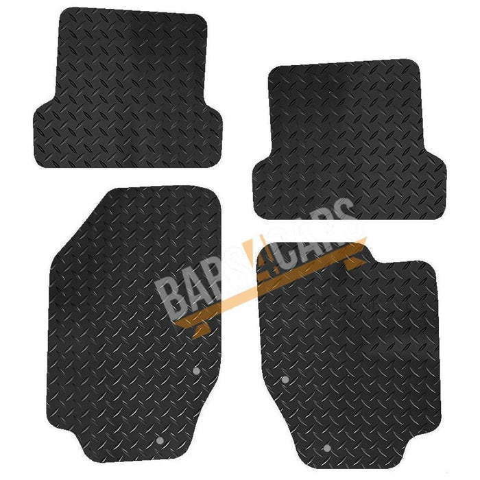 White Trim Tailored Black Rubber Car Mats for Peugeot 307 Cc Set of 4 UKB4C  - Dynamic Drive