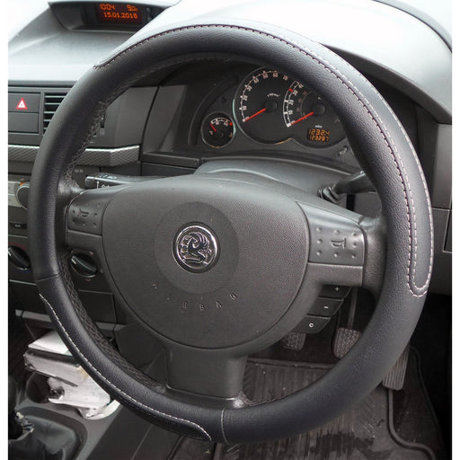 Black Steering Wheel Cover Soft Grip Leather Look for Vectra All Models UKB4C  - Dynamic Drive