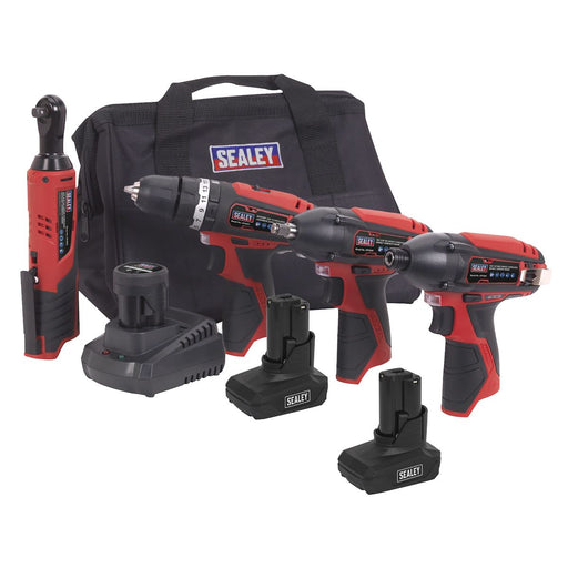 Sealey SV12 Series 4 x 12V Cordless Power Tool Combo Kit CP1200COMBOB Sealey  - Dynamic Drive