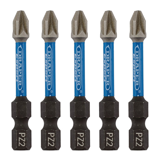 Draper Expert PZ-Type Impact Screwdriver Bits, No.2 x 50mm, 1/4" Hex (Pack of 5) Draper  - Dynamic Drive