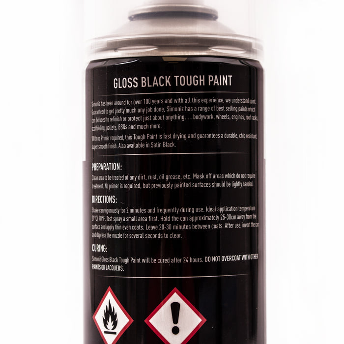 Simoniz Gloss Black Tough Car Spray Protection Paint Aerosol Durable 500ml