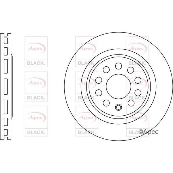 APEC Black Brake Disc (Front) (Single) DSK3166B fits VW Audi TT TT