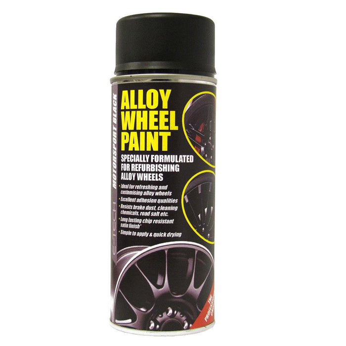 E-Tech Car Alloy Wheel Paint Motorsport Black Satin Can Chip Resistant 400ml