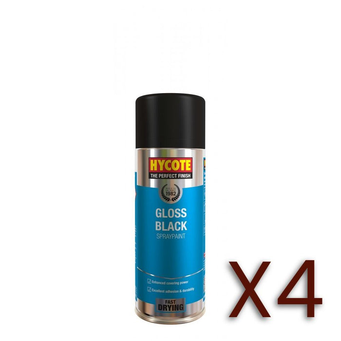 4x Hycote XUK0272 Gloss Black 400ml C/O