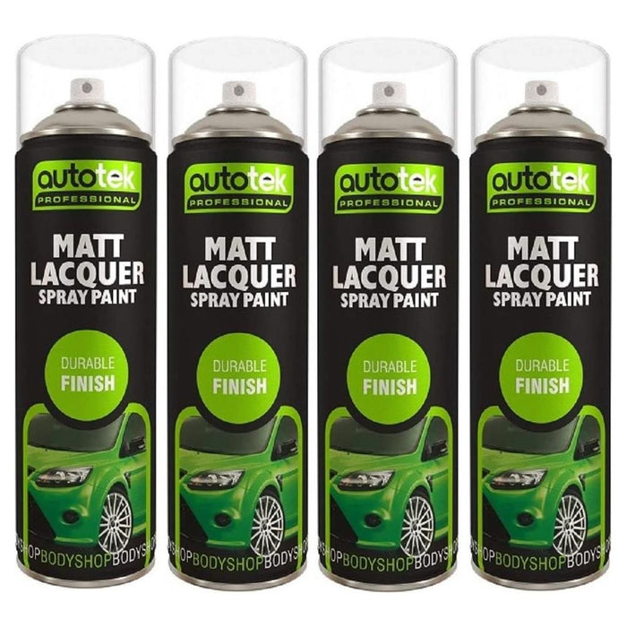 4 X Autotek Matt Lacquer Paint Spray 500Ml Matt Lacquer 4Pack