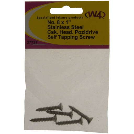 MDS1203 W4 No 8 x 1 Stainless Steel Self Tapping Counter Sunk Screw 5 pack 37737 W4  - Dynamic Drive