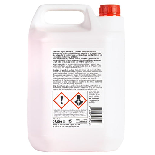 Autochem ARD005 Red Longlife Antifreeze 5Ltr Autochem  - Dynamic Drive