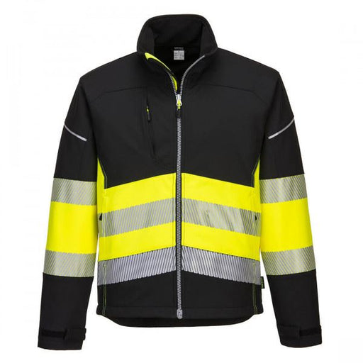 Portwest Pw3 Hi-Vis Class 1 Softshell Jacket (3L) X-La PW375BKYXL Portwest  - Dynamic Drive