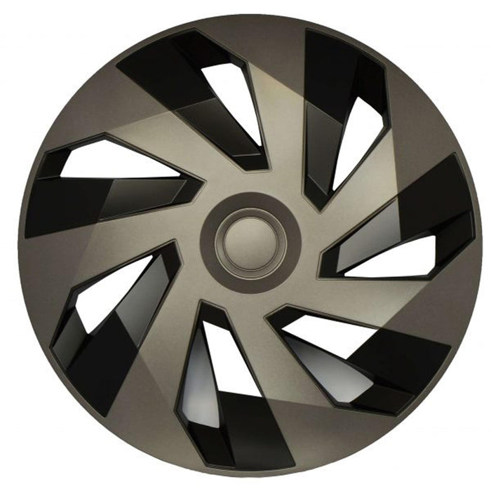 Set of 4 Vector Graphite & Black Alloy Look Wheel Trims Hub Caps 15" Protection Versaco  - Dynamic Drive