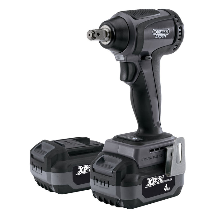 Draper XP20 20V Brushless Impact Wrench, 1/2", 300Nm, 2 x 4.0Ah Batteries, 1 x F Draper  - Dynamic Drive