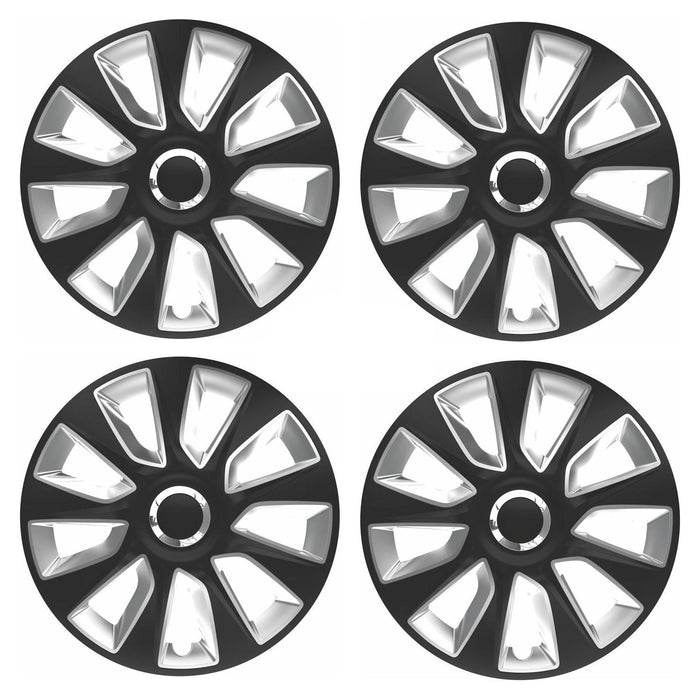 Versaco Car Wheel Trims STRATOSRCBS16 - Black/Silver 16 Inch 9-Spoke - Boxed Set of 4 Hubcaps - Includes Fittings/Instructions UKB4C  - Dynamic Drive