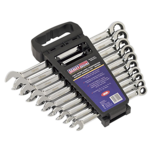 Sealey Combination Ratchet Spanner Set 10Pc Extra-Long Me Sealey  - Dynamic Drive