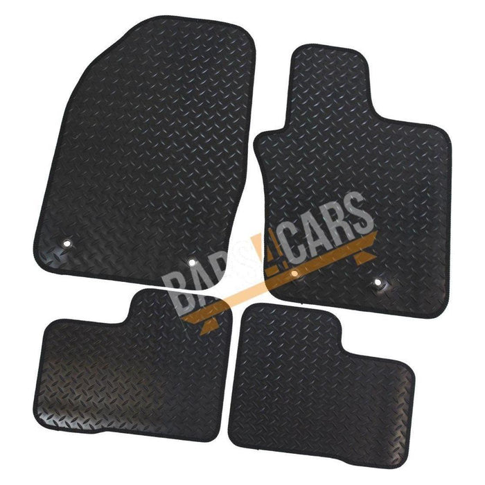 White Trim Tailored Black Rubber Car Mats for Fiat 500X 15 ON Set of 4 With 4 Clips UKB4C  - Dynamic Drive