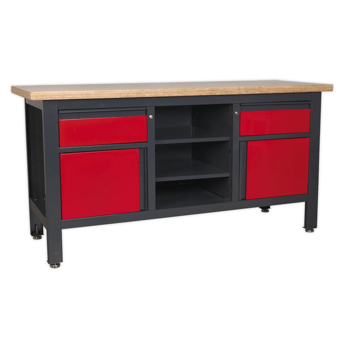 Sealey Workstation with 2 Drawers 2 Cupboards & Open Storage AP1905A Sealey  - Dynamic Drive