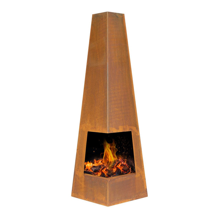 Dellonda Chiminea Wood Burner Heater for Outdoors W45cm x H150cm Corten Steel Dellonda  - Dynamic Drive