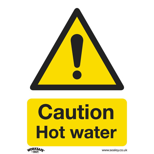 Sealey Warning Safety Sign Caution Hot Water Self-Adhesive Vinyl Pack of 10 Sealey  - Dynamic Drive