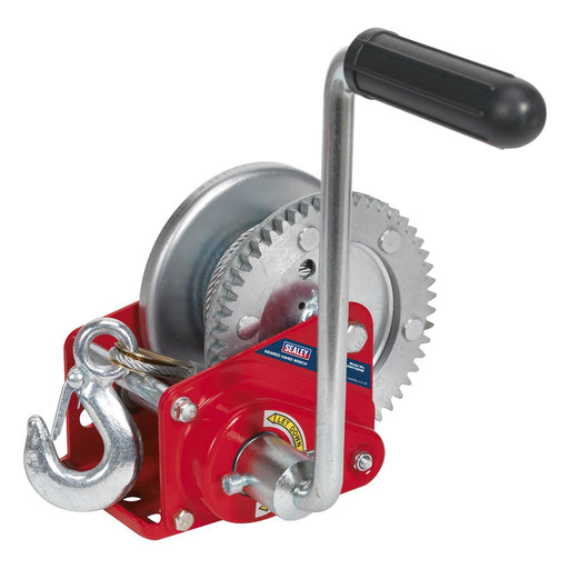 Sealey Geared Hand Winch with Brake & Cable 540kg Capacity GWC1200B Sealey  - Dynamic Drive