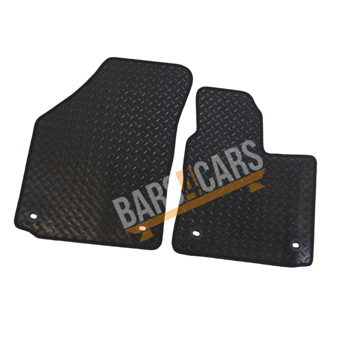 Blue Trim Tailored Black Rubber Car Mats for VW Caddy 04> Set of 2 With 4 Clips UKB4C  - Dynamic Drive