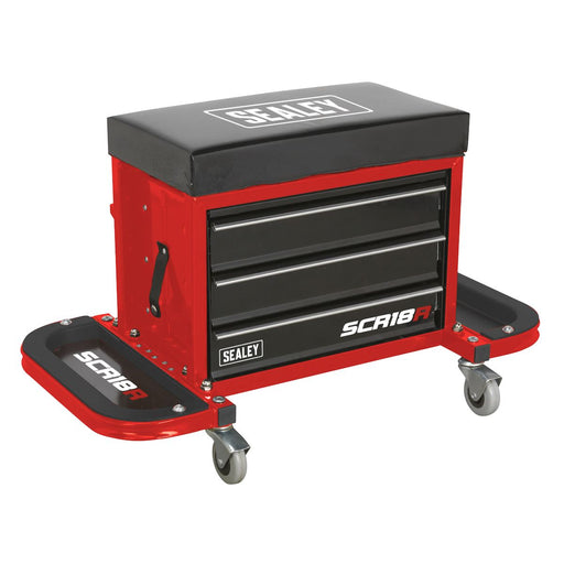 Sealey Mechanic's Utility Seat & Toolbox Red SCR18R Sealey  - Dynamic Drive