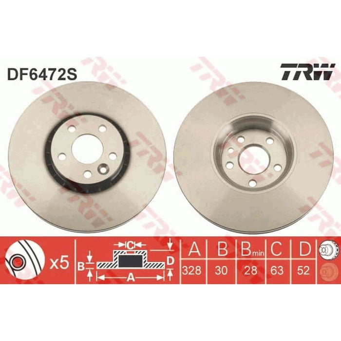 Genuine TRW Brake Disc (Single) DF6472S TRW  - Dynamic Drive