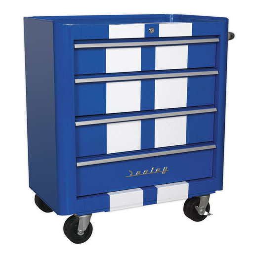 Sealey Rollcab 4 Drawer Retro Style Blue with White Stripes AP28204BWS Sealey  - Dynamic Drive