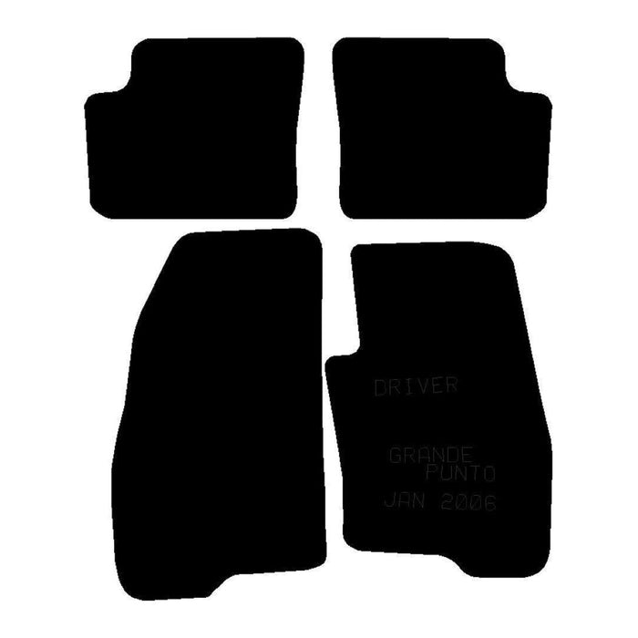 Fully Tailored Black Rubber Car Mats for Fiat Grande Punto 06 ON Set of 4 UKB4C  - Dynamic Drive