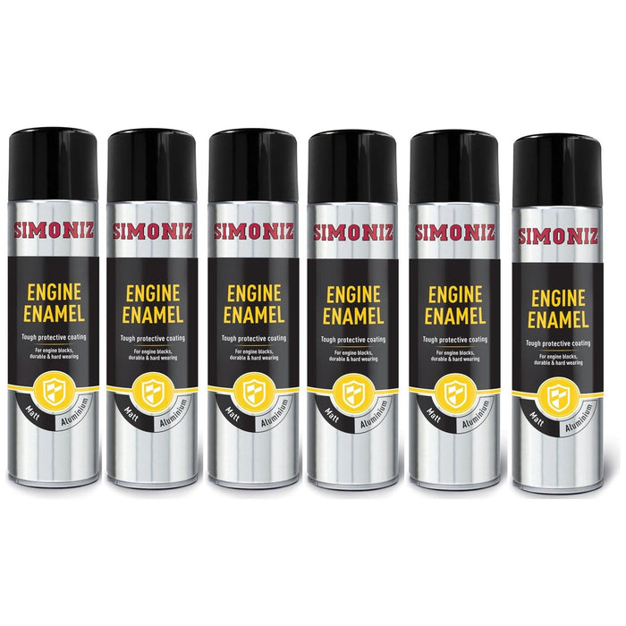 6x Simoniz Enamel Matt Aluminium Engine Enamel Car Spray Paint Aerosol Can 500ml Simoniz  - Dynamic Drive