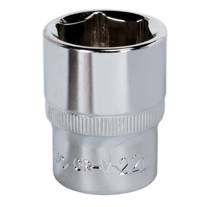 Sealey WallDrive Socket 22mm 1/2"Sq Drive Fully Polished SP1222