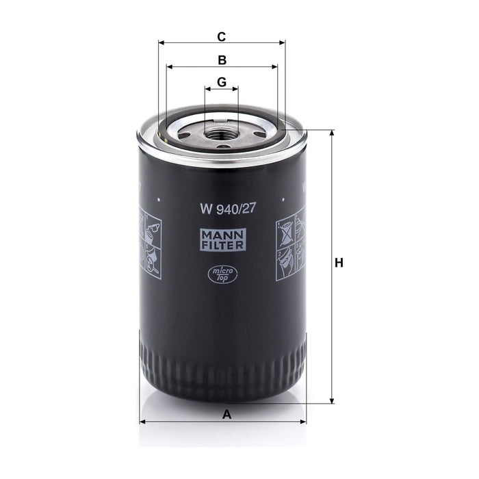 Genuine Mann Oil Filter for Nissan Patrol Aston Martin W940/27 Mann & Hummel  - Dynamic Drive