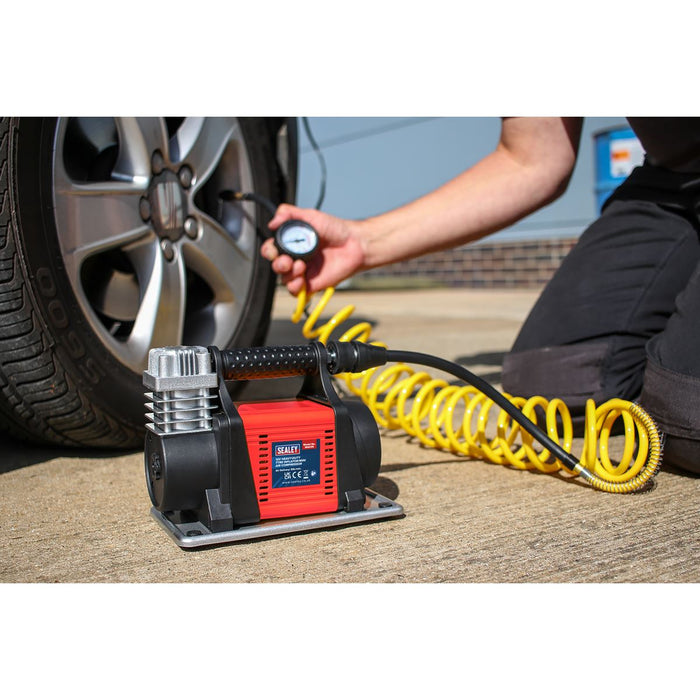 Sealey Tyre Inflator/Mini Air Compressor 12V Heavy-Duty MAC05 Sealey  - Dynamic Drive