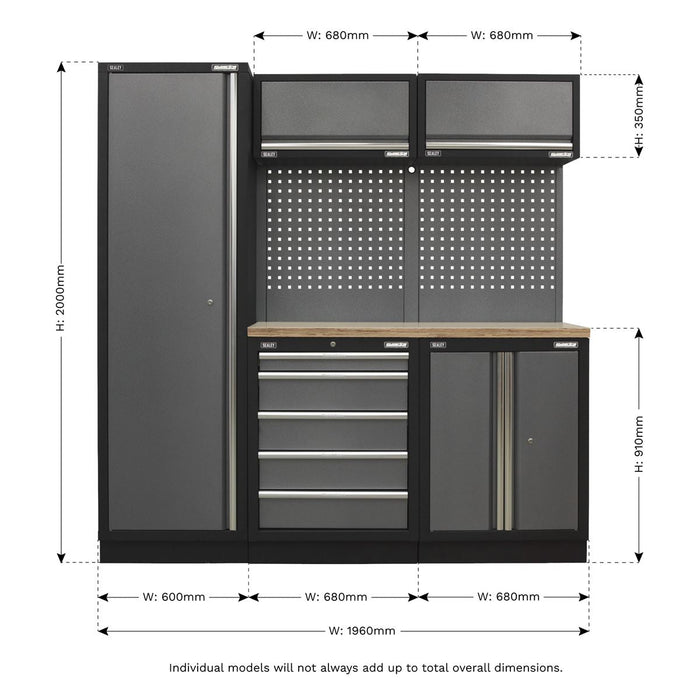 Sealey Superline Pro 2.0m Storage System Wood Worktop APMSSTACK02W Sealey  - Dynamic Drive