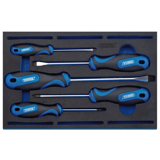 Draper Soft Grip Screwdriver Set in 1/4 Drawer EVA Insert Tray (5 Piece) 63400 Draper  - Dynamic Drive