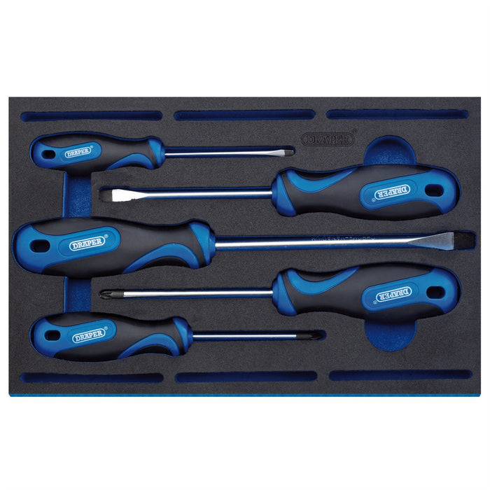 Draper Soft Grip Screwdriver Set in 1/4 Drawer EVA Insert Tray (5 Piece) 63400 Draper  - Dynamic Drive