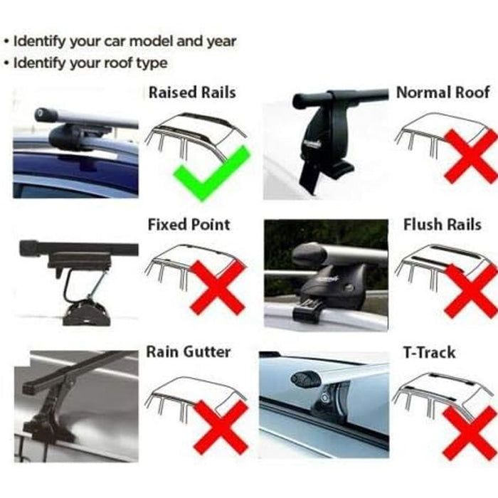 Summit SUP-830 Premium Railing Roof Bar for Cars with Raised Running Rails