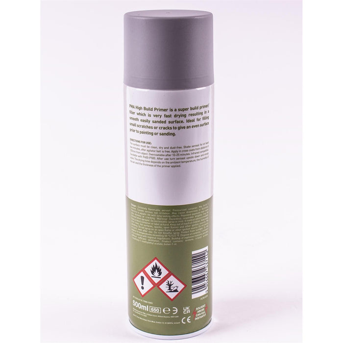 6x High Build Primer - 500ml Spray On Paint - Autotek Grey Aerosol High Coverage