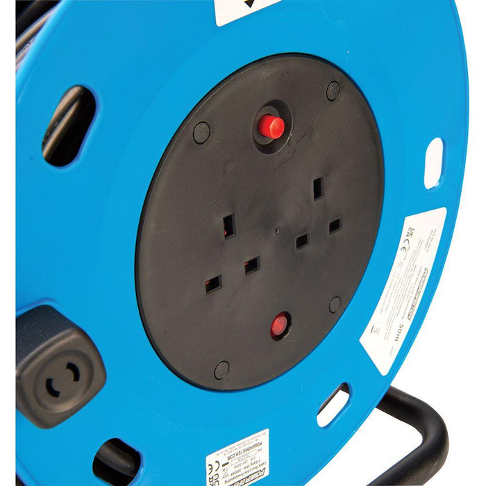 Powermaster Cable Reel Freestanding 13A 230V 2-Gang 50m PowerMaster  - Dynamic Drive