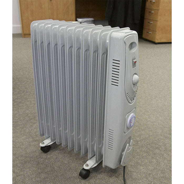 Sealey Oil Filled Radiator 2500W/230V 11-Element with Timer RD2500T Sealey  - Dynamic Drive