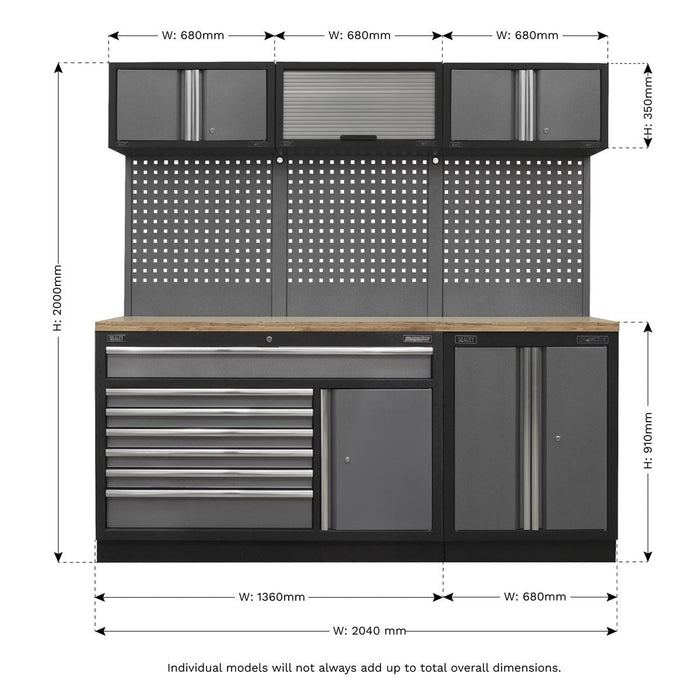 Sealey Superline Pro 2.04m Storage System Pressed Wood Worktop APMSSTACK11W Sealey  - Dynamic Drive