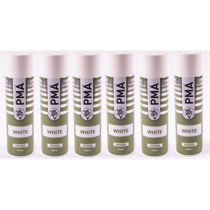 6x PMA AEROSOL SPRAY PRIMER WHITE 500ml HIGH COVERAGE PLASTIC PRIMER PMA  - Dynamic Drive