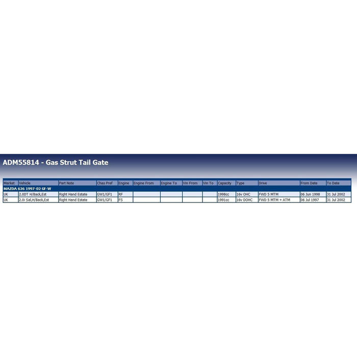 Blue Print ADM55814 Gas Spring Fits Mazda