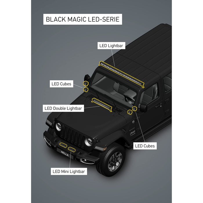 Hella LED-Spotlight Black Magic Cube Kit 2.7" ECE-R10 12/24V 1400lm Hella  - Dynamic Drive