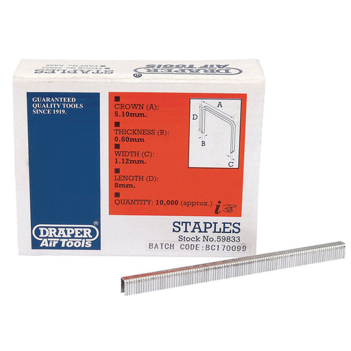 Draper Staples, 8mm  (Pack of 10000) 59833 Draper  - Dynamic Drive