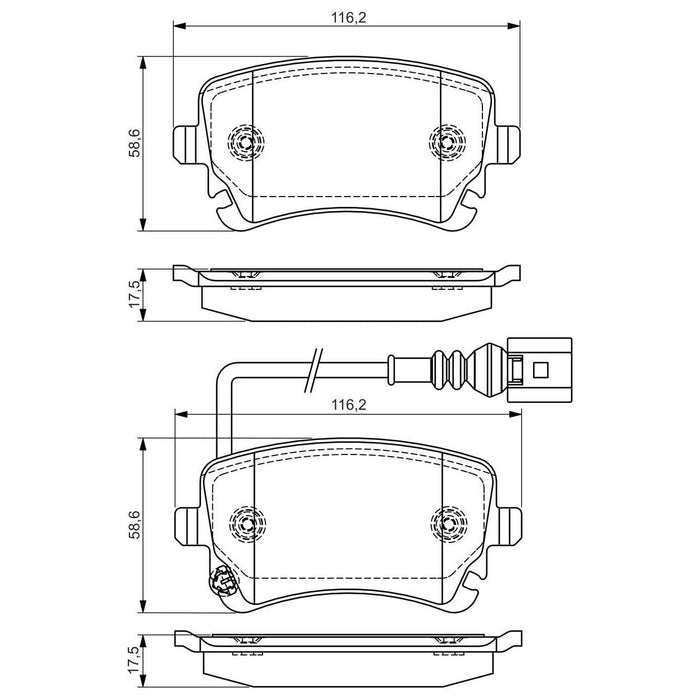 Bosch Brake Pad Set Bp1520 fits VW Transporter TDi BlueMotion - 2.0 - 15- 098649