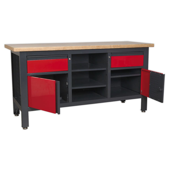 Sealey Workstation with 2 Drawers 2 Cupboards & Open Storage AP1905A Sealey  - Dynamic Drive